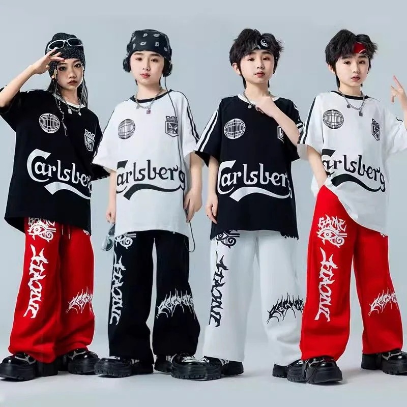 新商品のストリートダンスの子供のファッション服のスーツの男の子の子供のヒップホップhiphopのクールでかっこいい女の子のジャズダンスの公演服の夏