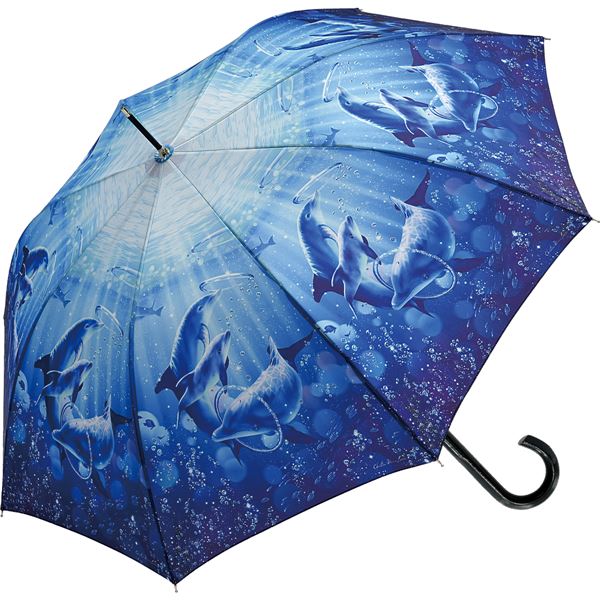 ユーパワー クリスチャン/リース/ラッセン 木製ジャンプ傘 「ドルフィン シンフォニー」