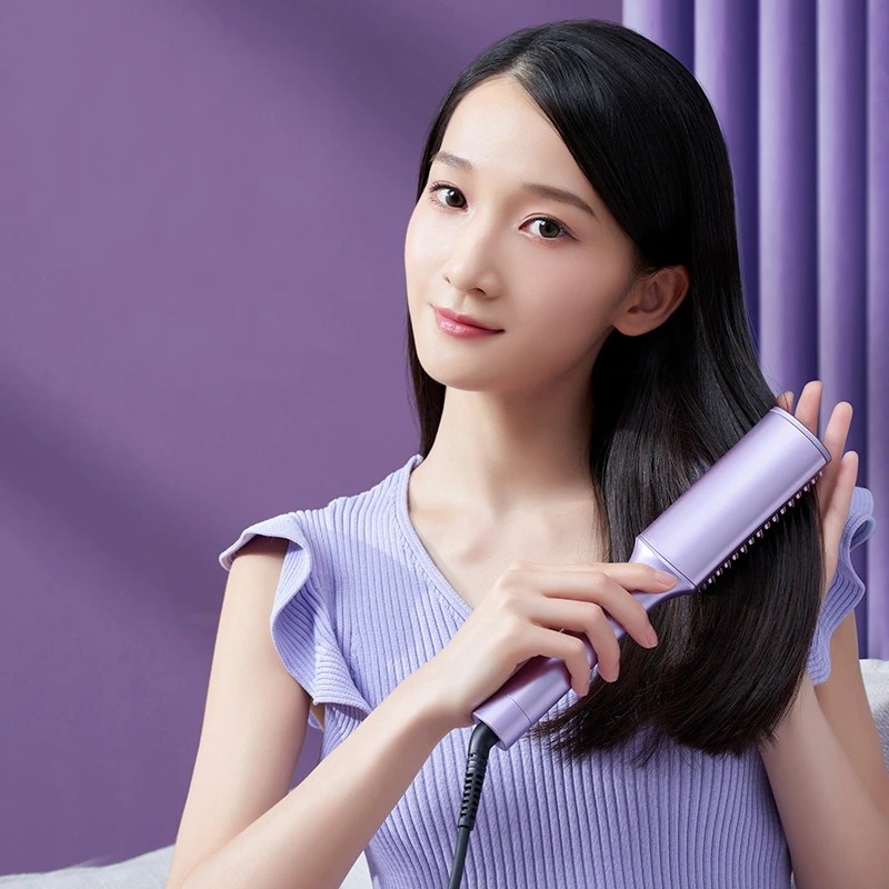 両用ヘアアイロン セラミックおよびストレートヘアブラシ LCDディスプレイ付き 4段階温度 マイナスイオン e12
