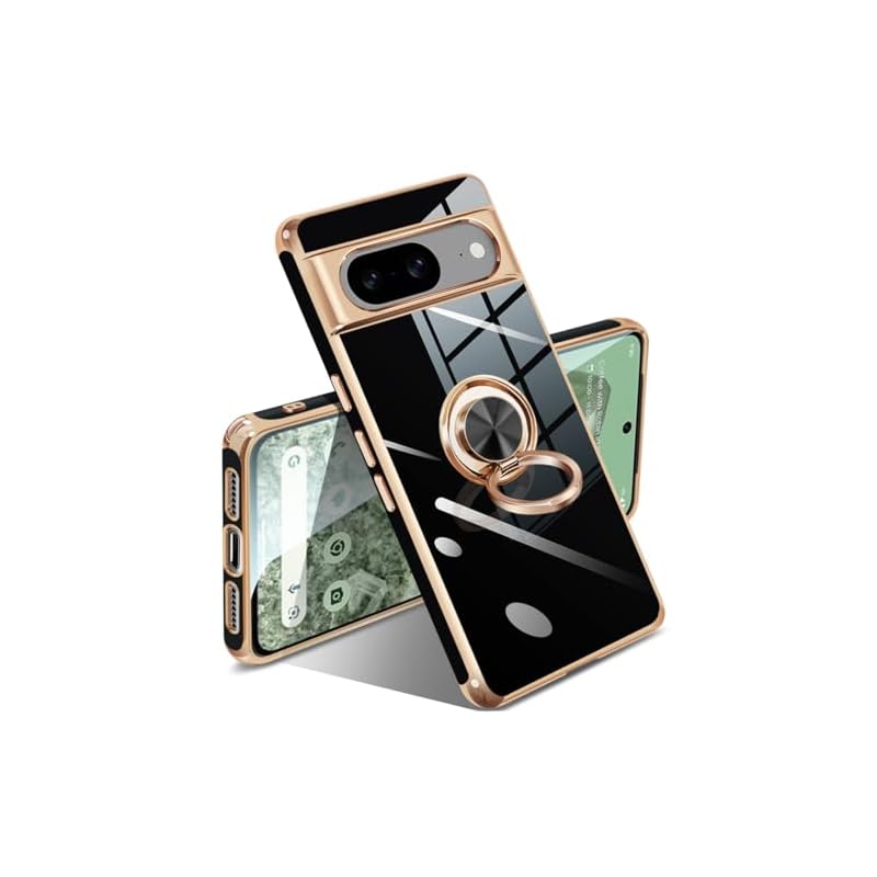 Google Pixel 8 ケース リング付き リング 米軍MIL規格 耐衝撃 ピクセル8 カバー メタリックな質感 磁気吸着 携帯カバー TPU 軽量 人気 スタンド機能 車載ホルダー対応 360