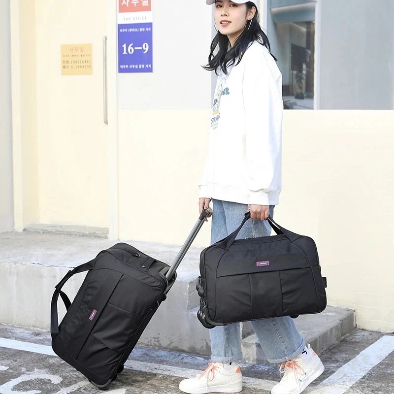 2way ボストンキャリーバッグ キャスター付き トラベルバッグ 大容量 防水 キャスターバッグ ナイロン ドローバー付き キャリー 丈夫