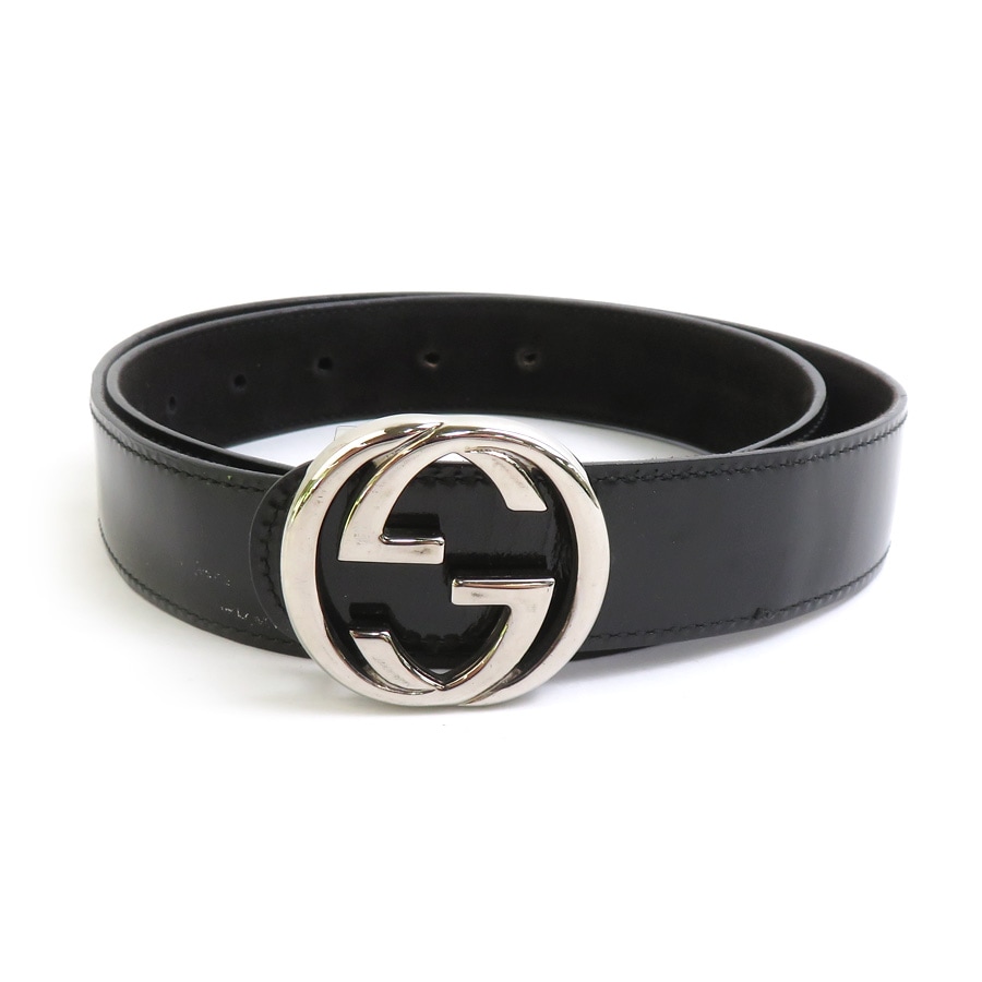 グッチ GUCCI ベルト インターロッキングG レザー/メタル ブラック/シルバー レディース w1176k