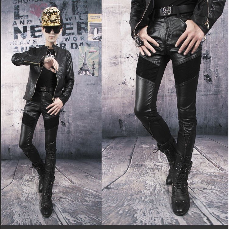 革パンツ レザーパンツ 定番フェイクレザー スキニーパンツ　合革　バイクパンツ　フェイクレザー　ブラ