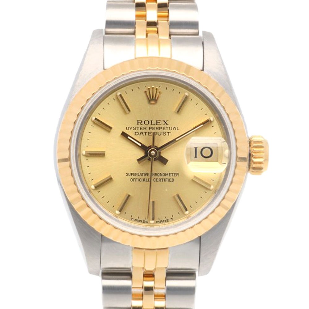 ロレックス デイトジャスト オイスターパーペチュアル 腕時計 ステンレススチール 69173 自動巻き 1年保証 ROLEX 中古