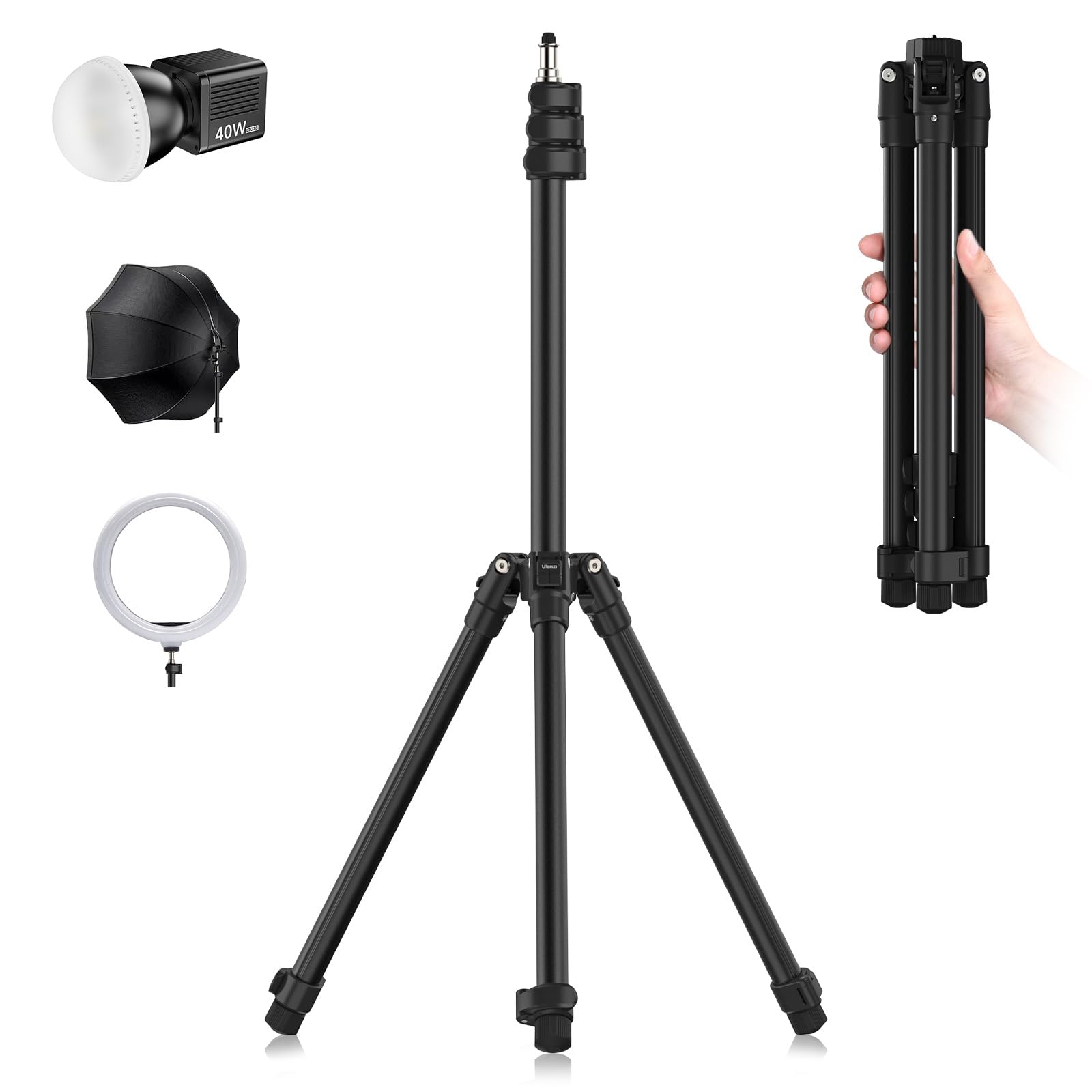 Ulanzi TT43 撮影用 ライトスタンド 撮影用スタンド アルミニウム製 軽量 逆向き折り畳み 45-190cm 5段伸縮 1/4ネジ搭載 持ち運び便利 ストロボスタンド リングライト ビデオラ 4,614円