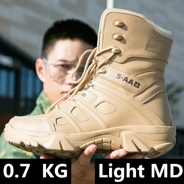 Winter Mens Ankle Boots Tactical Motocycle Light Footwear Leather Hunting Boots Outdoor Waterproof T