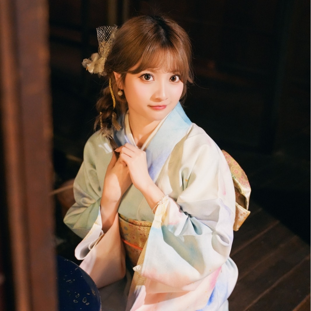 ぼかしグラデーション雲河和服少女和服伝統和服改良版和服正装