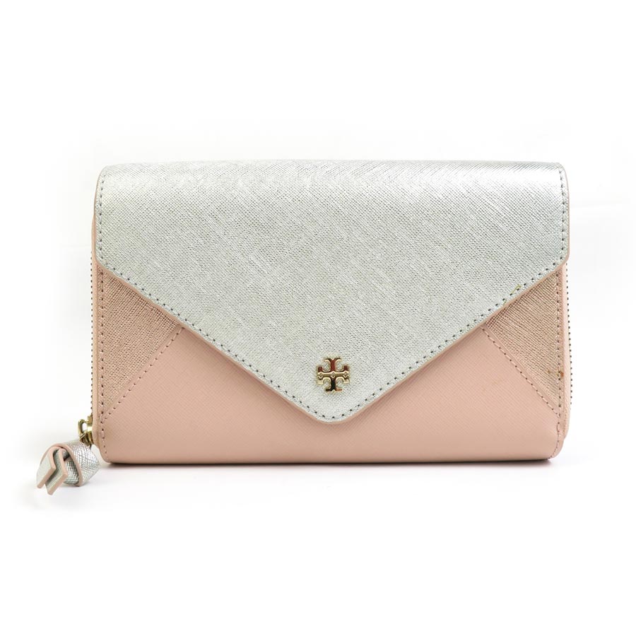 トリーバーチ Tory Burch ショルダーウォレット レザー シルバー×ピンク レディース h30571a