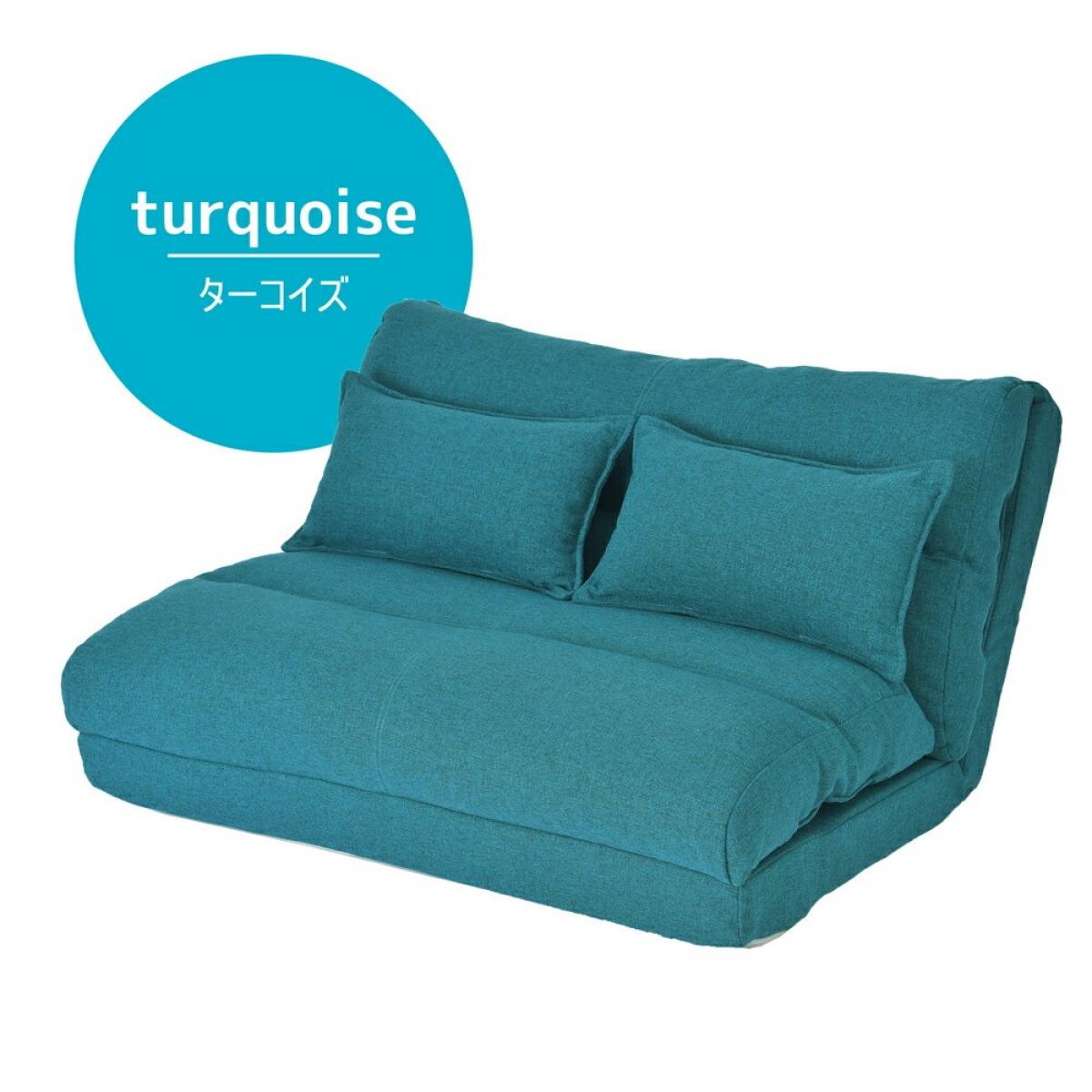 【I】【北海道・沖縄・離島不可】 INOAC イノアック 4WAY ソファベット 1人掛 リクライニング ライド ターコイズ クッション付 マットレス ソファーベッド【代