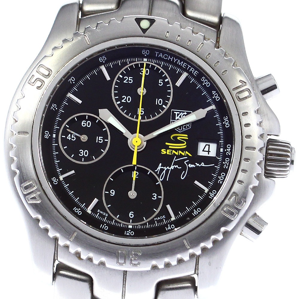 タグホイヤー TAG HEUER CT2115 リンク アイルトン・セナ限定モデル クロノグラフ 自動巻き メンズ 保証書付き_802370【中古】