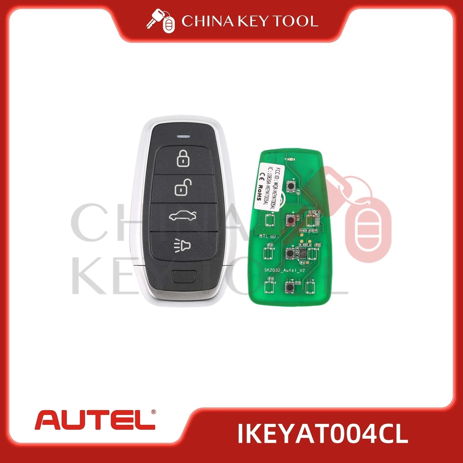 1個 Autel IKEYAT004CL AT004CL ユニバーサル スマートリモートキー 4ボタン AUTEL スマートキー KM100 IM508 IM608 対応 輸入品