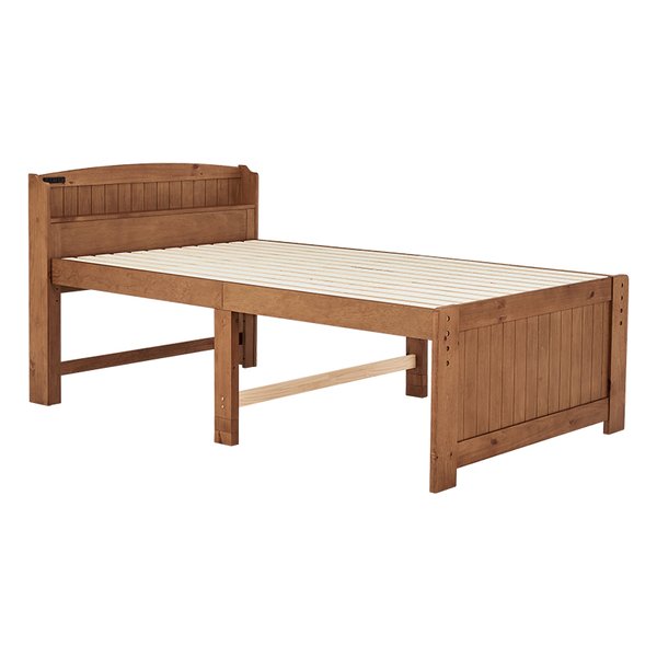 マットレス付セミダブルミドルベッド MB-5916SD-LBR+KM-3101