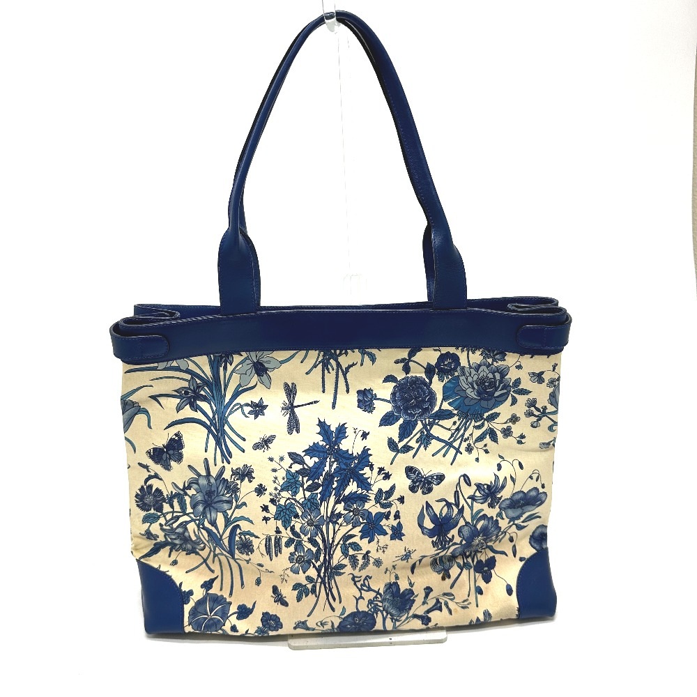 トートバッグ フローラ 花柄 フラワー カバン ショルダーバッグ 肩掛け PVC/レザー ブルー