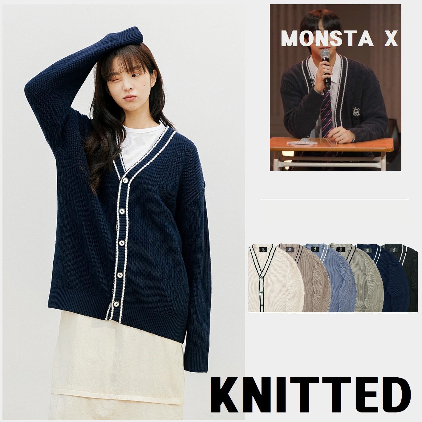 通販 人気】 KNITTED[MONSTA X着用ワッインカーディガン6 COLOR