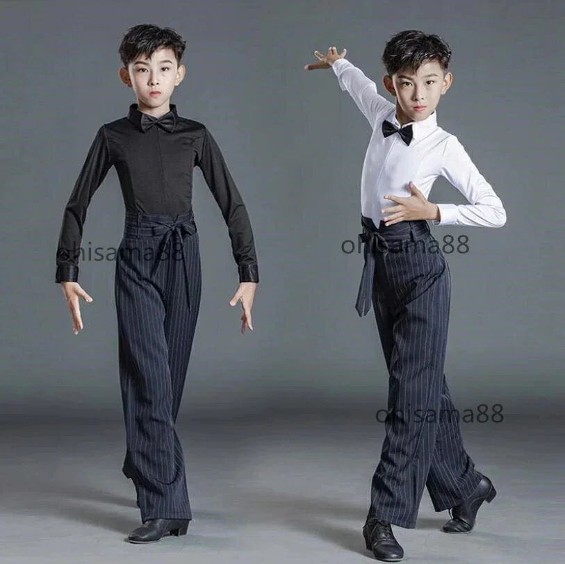 2026年初の販促ダンス服 ラテンダンス 子供 ラテンダンス衣装 男の子 ラテンダンスウエア キッズ 長袖 2点セット シャツ+パンツ 上下セット キッズ用チャチャ 競技 練習着 舞台ステージ ダンス