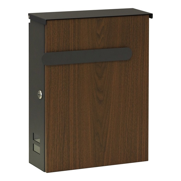 郵便ポスト 壁掛けポスト Berta ベルタ WM-008 ダークグレー/ブラウン木目