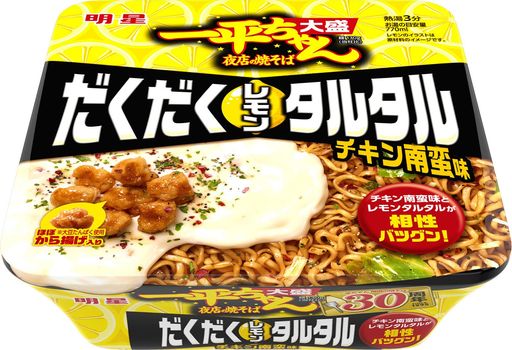 明星 一平ちゃん夜店の焼そば 大盛 だくだくレモンタルタル チキン南蛮味 [カップ麺焼きそば旨さ鉄板!いっぺん食べたらやめられないほぼから揚げ入り] 188g×12個入