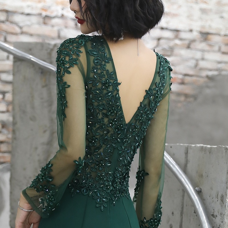 【1つ買うと10つ無料】女性のための宴会のドレス2025秋の気質魚の尾の長袖ホストグランドオーラクイーンドレス