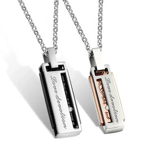 ネックレス ペンダント チタン鋼 プレート 2 色 男女兼用 カップル 恋人 ペア 鎖骨チェーン 首飾り 贈り物に