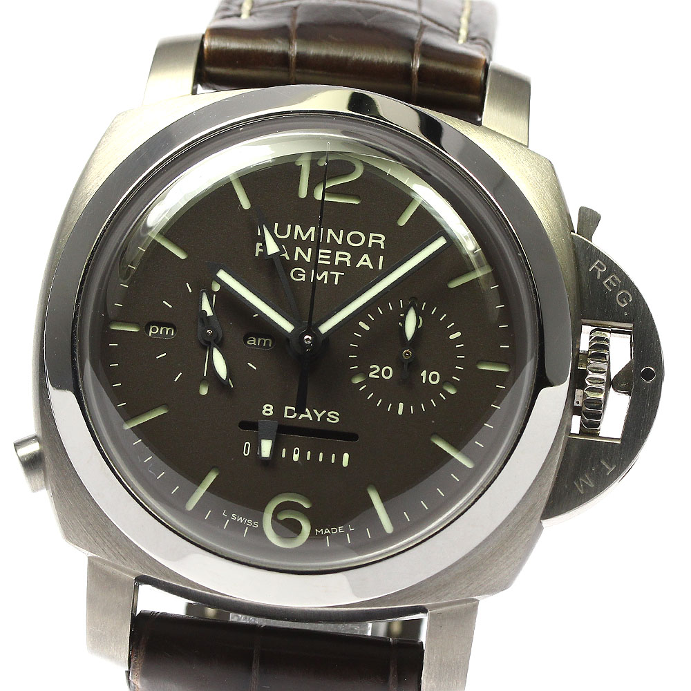 パネライ PANERAI PAM00311 ルミノール 1950 モノプルサンテ 8デイズ GMT クロノグラフ 手巻き メンズ 良品 保証書付き_800709【中古】