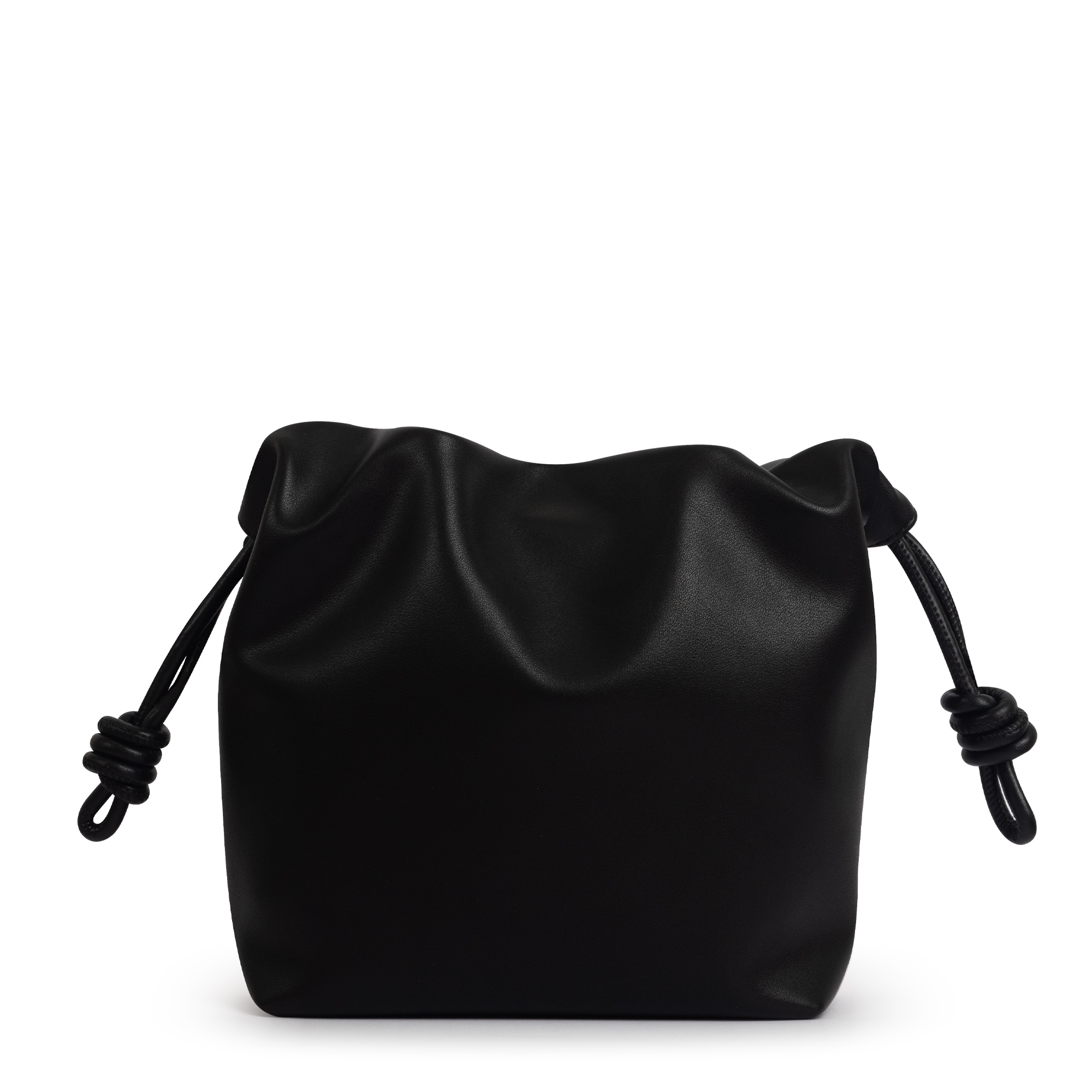 F4508 レザーチェーンドローストリングバッグ 黒