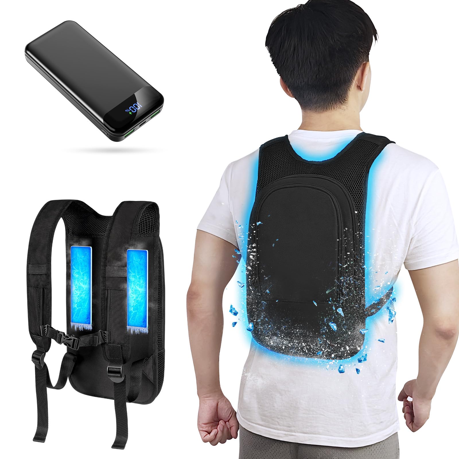 [THEKU] ペルチェ ベスト【2025超大冷却面&2つ冷却ブレート&30000mAh大容量バッテリー】 冷却ベスト ペルチェ素子式 バッテリーセット クールベスト 強弱モード -25℃瞬間冷却 静