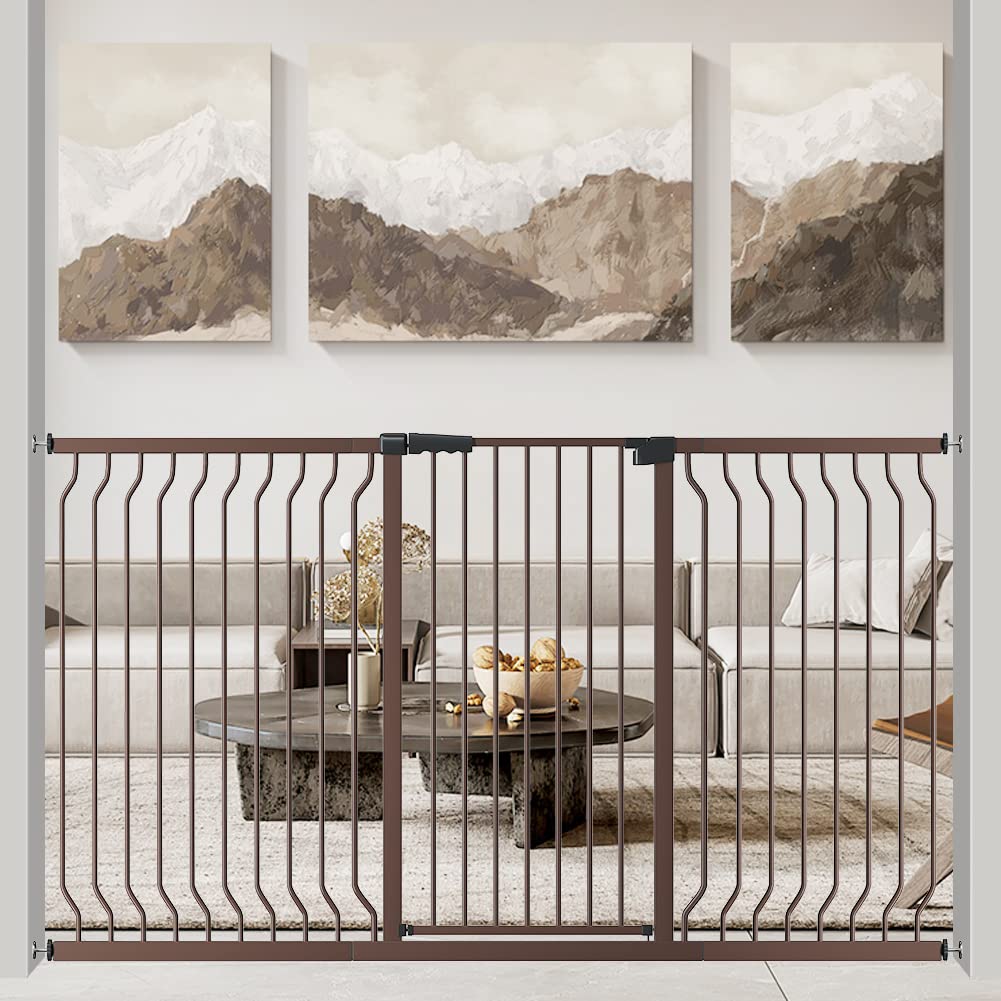 Seogva ベビーゲート ハイタイプ 高さ103cm 拡張フレーム付き 自動ロック 高さ100cm以上つっぱり式 穴開け不要 前後90度開閉 セーフティー安全ゲート 扉開閉式 二重ロック ブラック