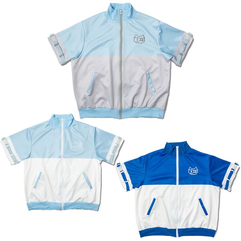 ACDC RAG [半袖] ドットネコ ジャージジャケット 原宿系 サブカル ねこ 大きいサイズ ユニセックス