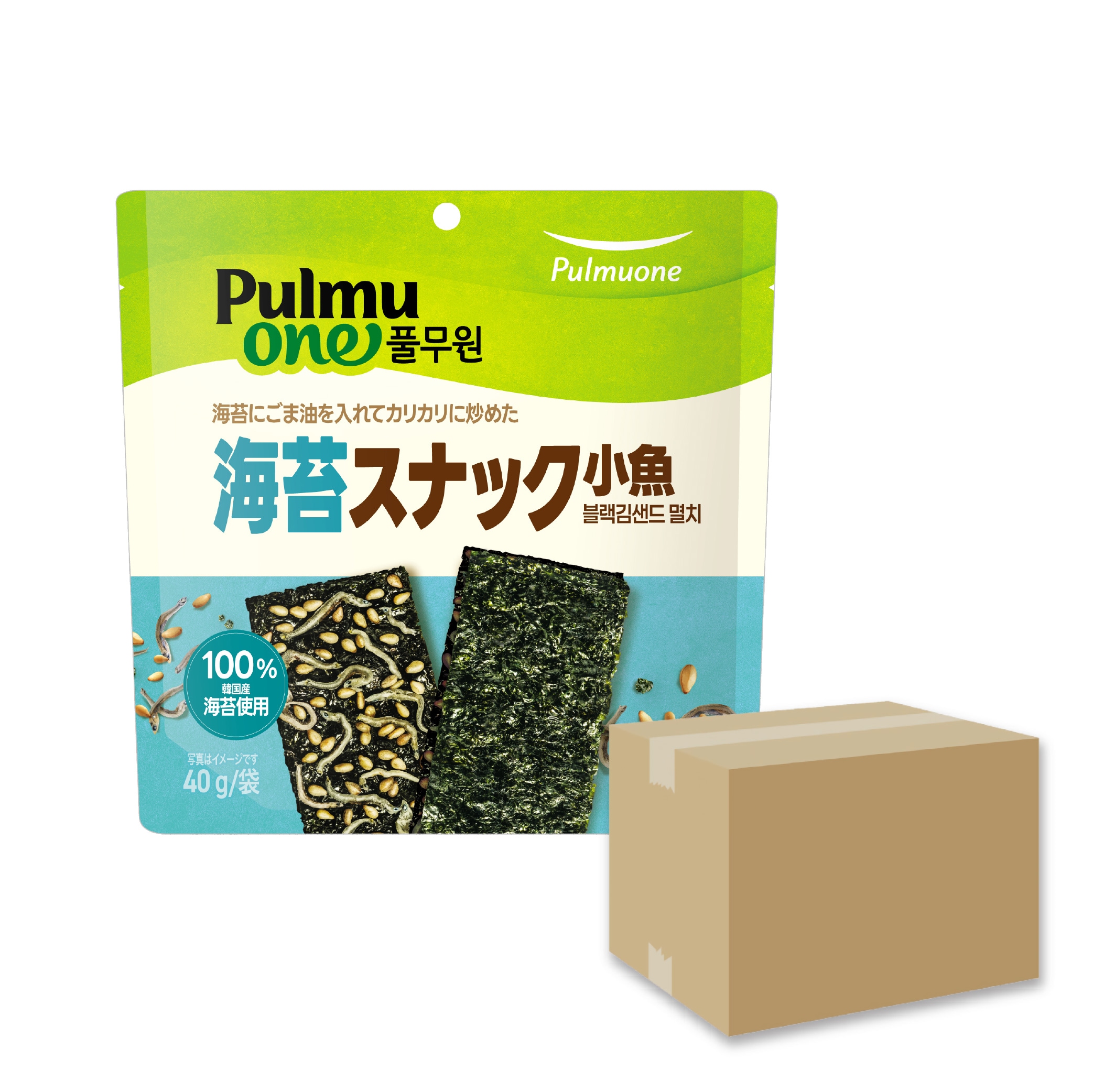 海苔 ｽﾅｯｸ 小魚 20袋セット 40g / ブラックサンド 韓国のり お菓子