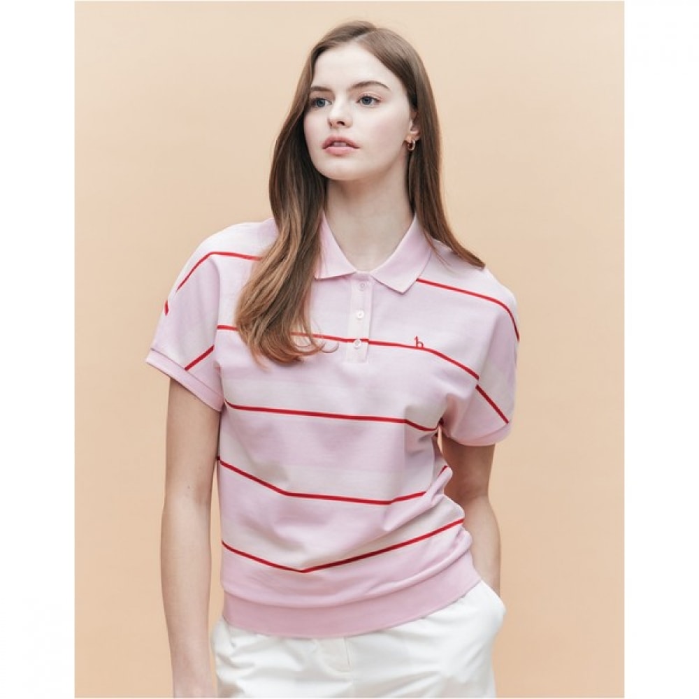 [ヘッジズレディース] 25SS リラックスフィットストライプ半袖ピケ Tシャツライトピンク HSTS5BC34P1 14,303円
