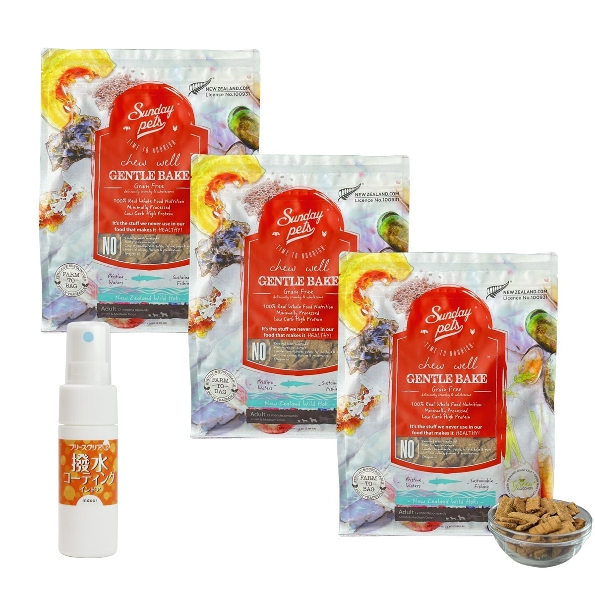 ドッグフード ジェントルベイクグレインフリー ワイルドホキウィズトライプ 1.3kg3袋 【撥水コーティングインドア(水回り用) 20ml付き】 7,709円