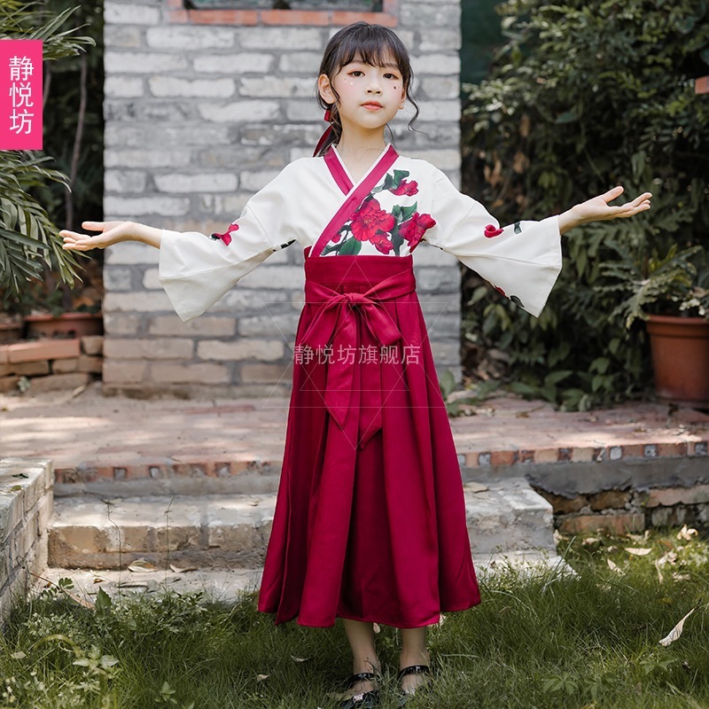 ハロウィンの子供用コスチューム赤い魔女コスチューム着物スーツ長袖中国風魔女レトロガールドレス