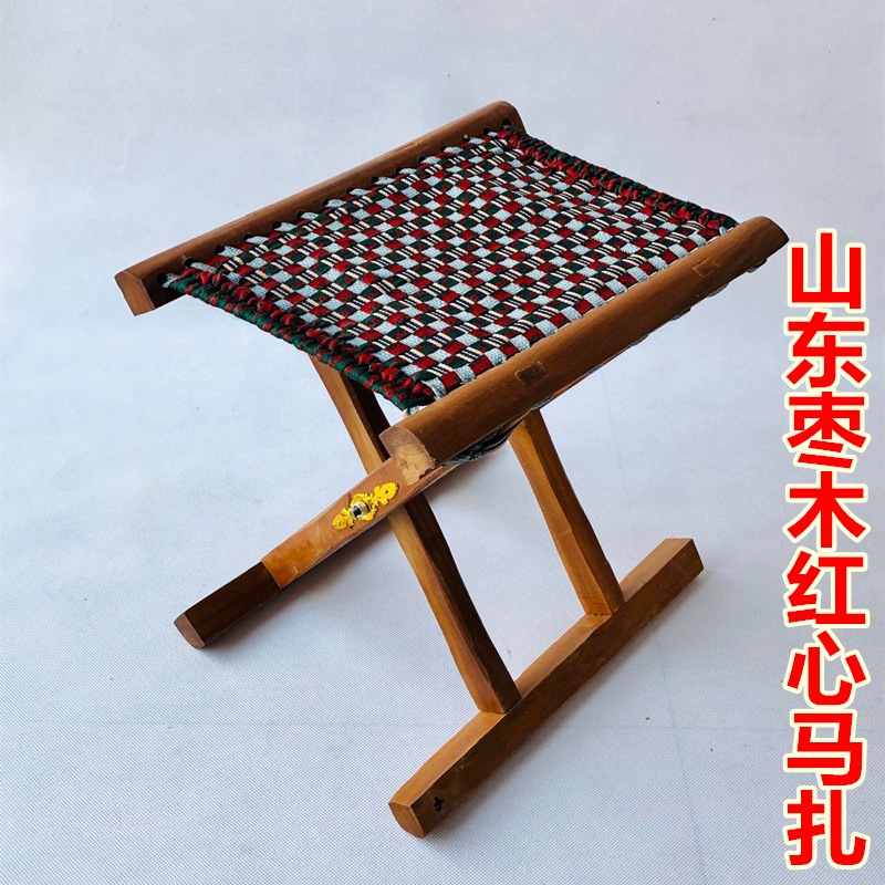 11 日本の木製の赤いハートホースストーブシャンドンジュジュベ馬ストーブ折りたたんでポータブル屋外バーベキュー釣りスツールソリッドウッドフォールド