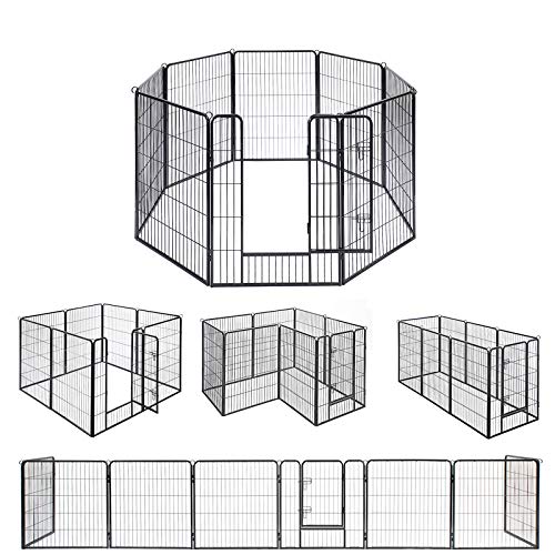 FEANDREA 犬サークル 大型犬 中型犬用 ペットフェンス 折り畳み式 スチール製 全成長期使用