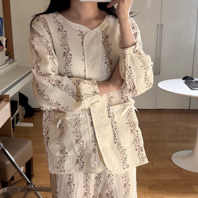 フローラリンホームウェアかわいいパジャマ切節女性パジャマセット