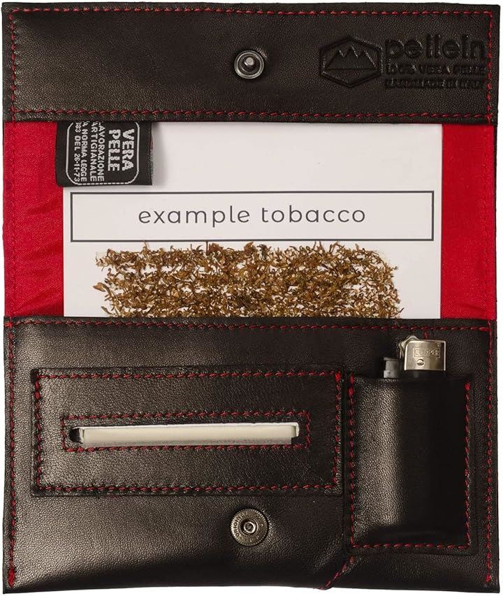ペレイン シャグポーチ タバコケース 手巻きタバコ 高級 ラムレザー MADE IN ITALY(ブラックレッド)