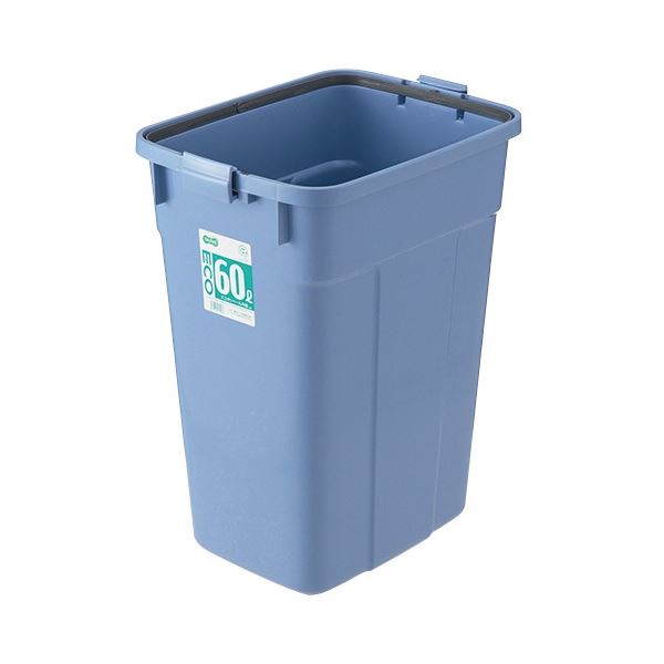 （まとめ） TANOSEE エコポリペール 角型 60L 本体のみ(フタ別売) ブルー 1個 (×2セット)