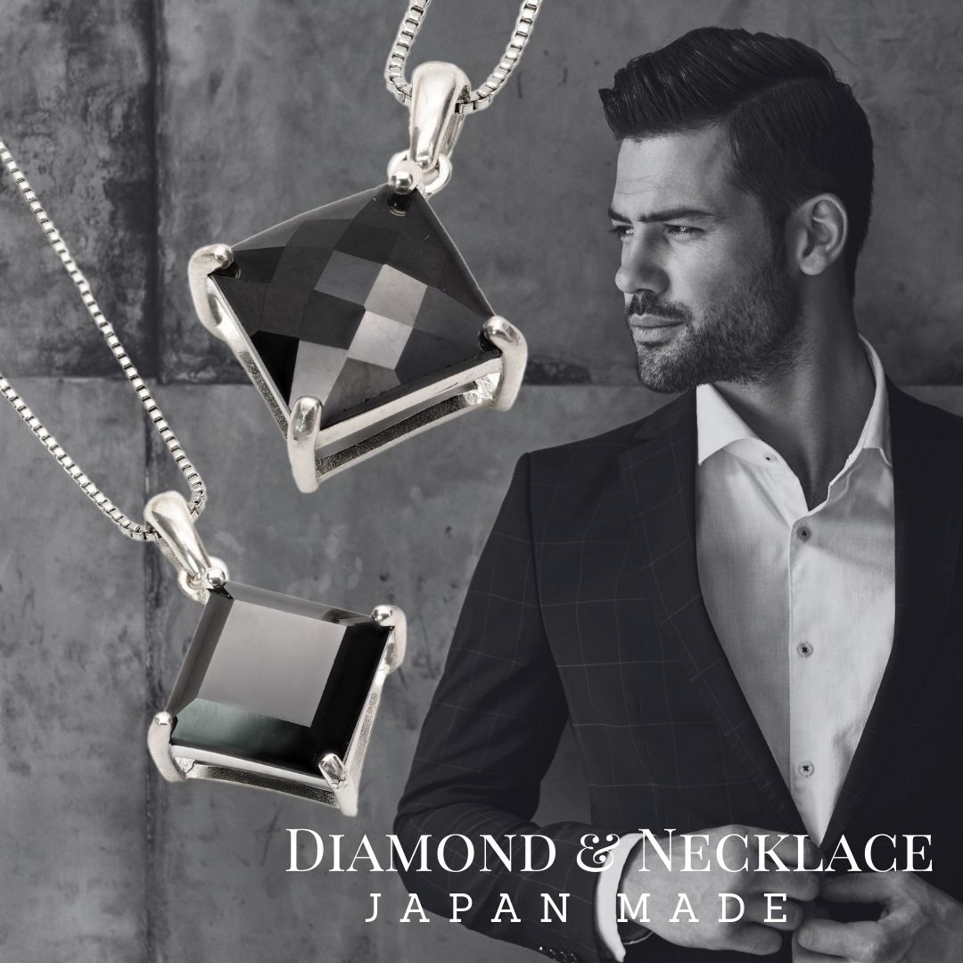 選べる!! 天然 ブラック ダイヤモンド ネックレス ミラーカットスクエアカット 3ct ベネチアンチェーン 18K イエローゴールド ホワイトゴールド ベネチアンチェーン ジュエリー ペンダント