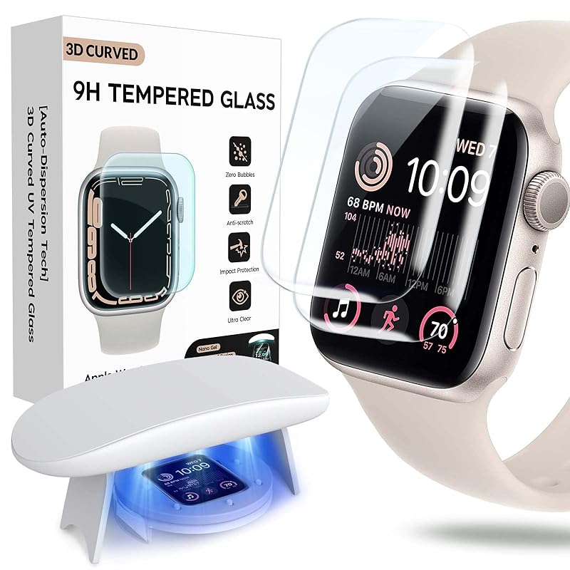 Flokinice Apple Watch 用フィルム40mm[自動分散技術]3D 曲面ガラスフィルム 傷を修理する 高透過率 耐指紋 飛散防止 気泡なし強化ガラス保護フィルム iWatch SE（