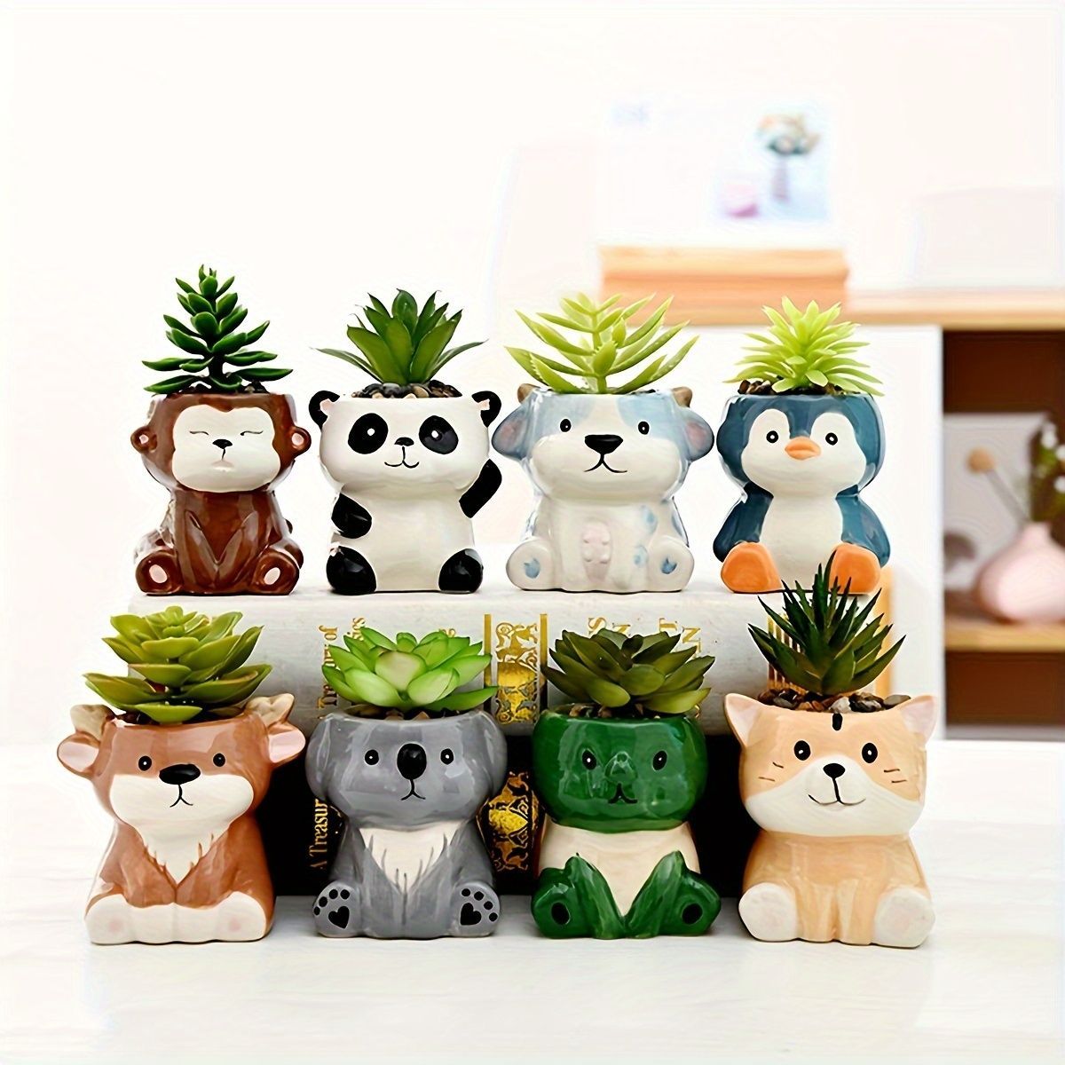 鉢植え 植木鉢 プランター プラントポット フラワーポット ガーデニング セラミック 屋内 室内 インテリア 玄関 パンダ ゾウ シロクマ コアラ サル トナカイ 6個セット 多肉植物 サボテン ユニ