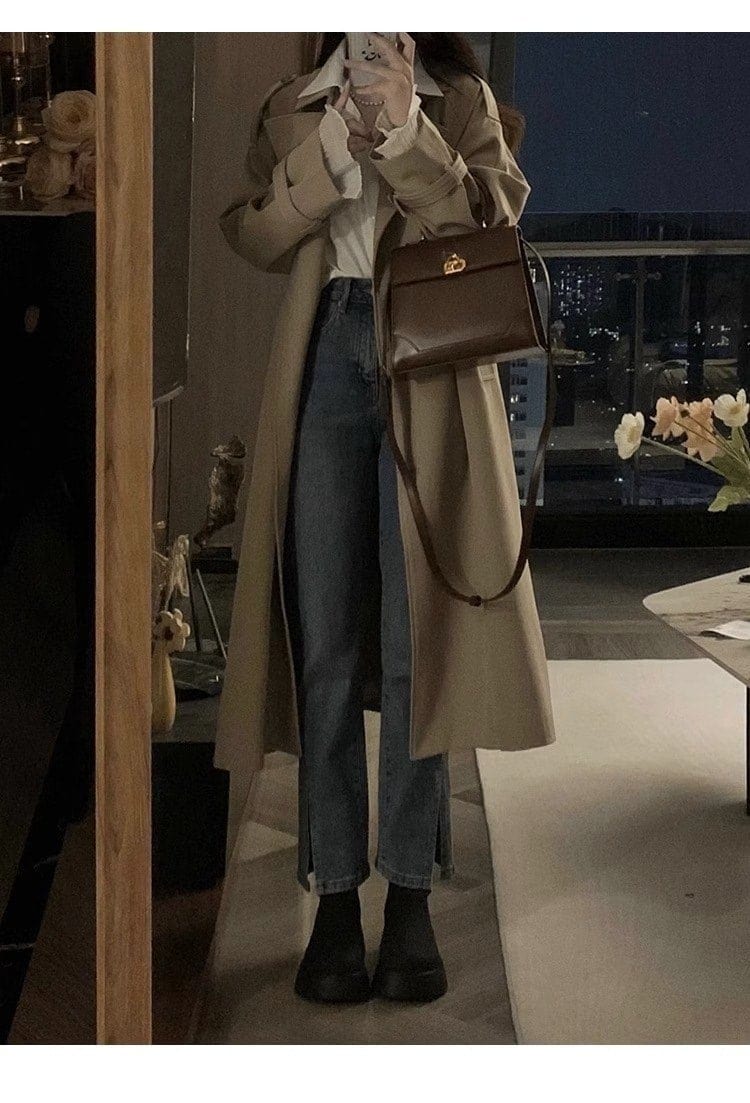 2025春 可愛い トレンチコート アウター 秋 セミロング 英 コート 流行りコート ジャケット ロングコート レディース トップス 大きいサイズ 大人っぽチェスターコ 春トレンチコー