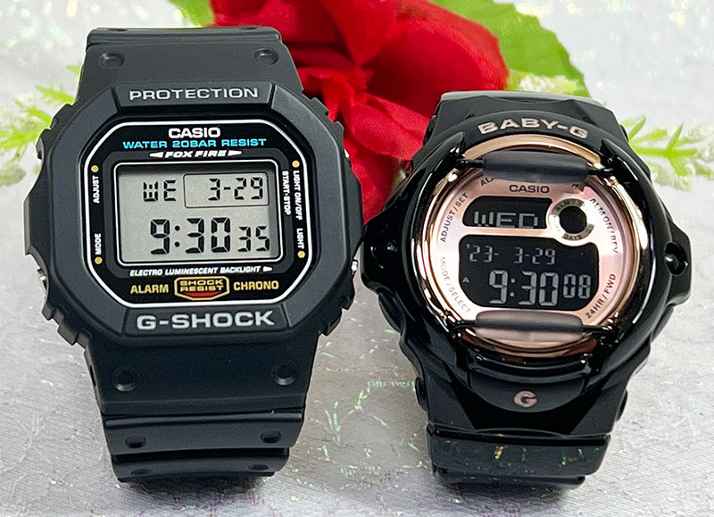 電池式 恋人たちのGショック ペアウオッチ G-SHOCK BABY-G ペア腕時計 カシオ 2本セット DW-5600E-1 BG-169UG-1JF デジタルブランド 婚約 夫婦 高級 クリス