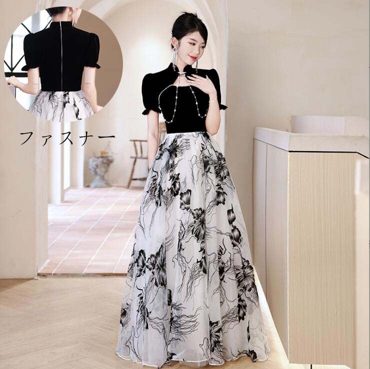 ロング丈ワンピース 宴会ドレス ロングドレス 花嫁の介添え人 ドレス 忘年会 ステージ 衣装 お嬢様 演奏会 着痩せ ピアノ 高級感 パーティードレス 洋服 Aラインドレス 韓国風 プリンセスライン 5,495円