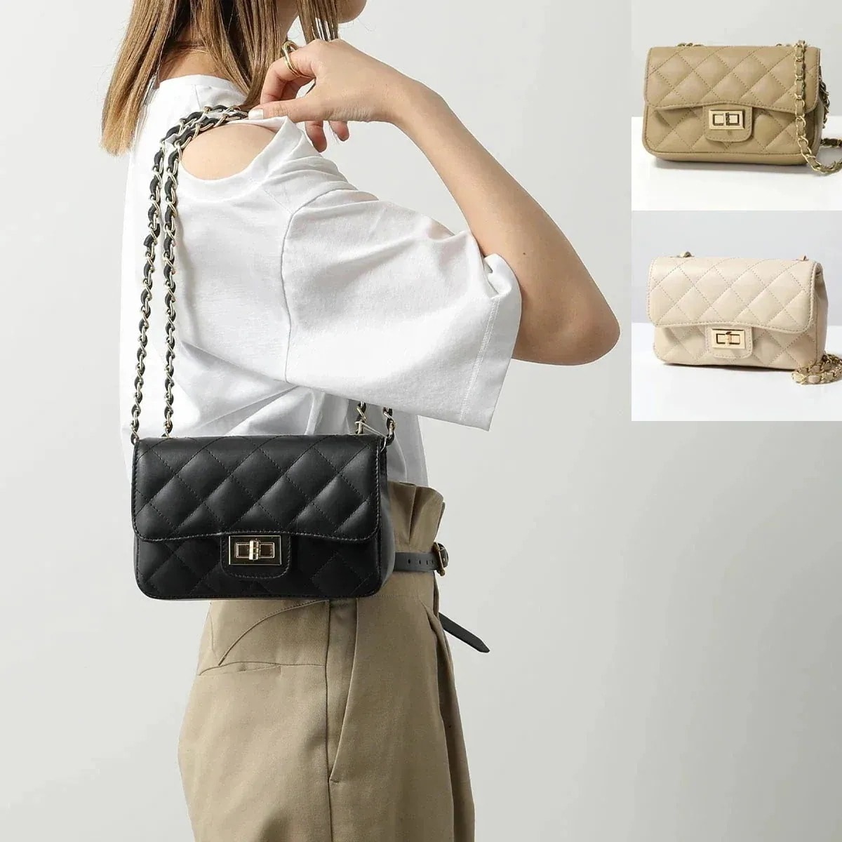 AULENTTI オウレンティ ショルダーバッグ DI 2952 レディース ポシェット キルティング レザー チェーン 鞄 カラー7色 【mega】