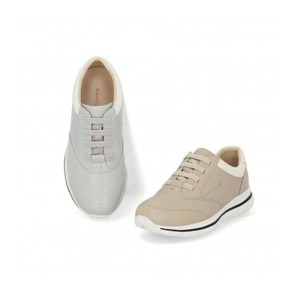 [幸福百貨店] 女性 羊革 軽量 コンフォート バンディング紐 スニーカー 4cm LCWC80