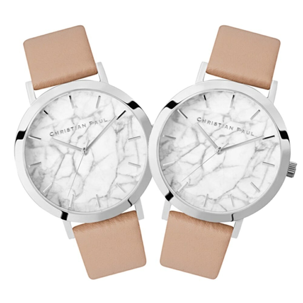 日本正規品 クリスチャンポール ペアウォッチ ペア 腕時計 手表 ヌードベージュ 革ベルト レザー 43ミリ 同サイズ カップル お揃い プレゼント ペア腕時計 誕生日 結婚式 結婚記念日 結婚内祝い