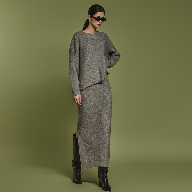 D5113 ニット ウール ツーピース