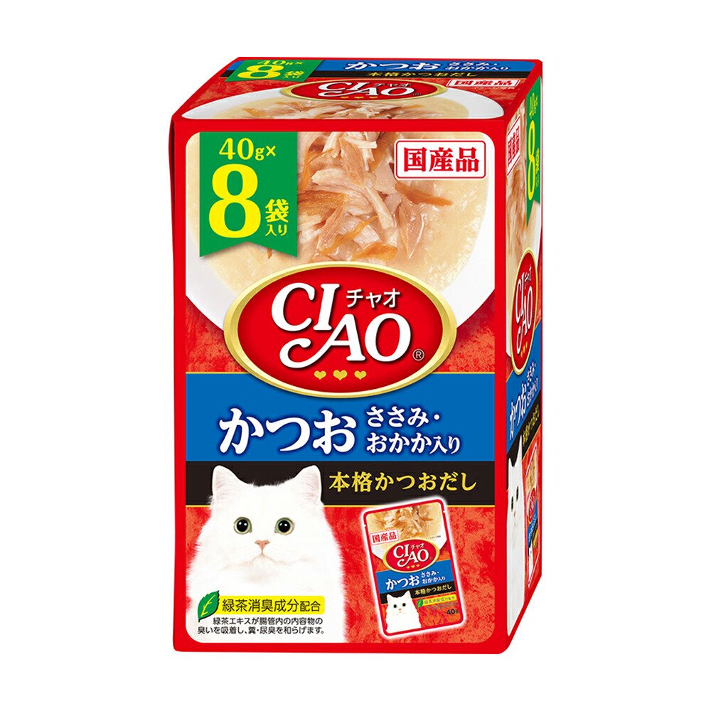 いなば　ＣＩＡＯ　チャオ　パウチ　８袋入り　かつお　ささみ・おかか入り　４０ｇX８袋X１２個　ＣＲＣ35―20―20―10―40
