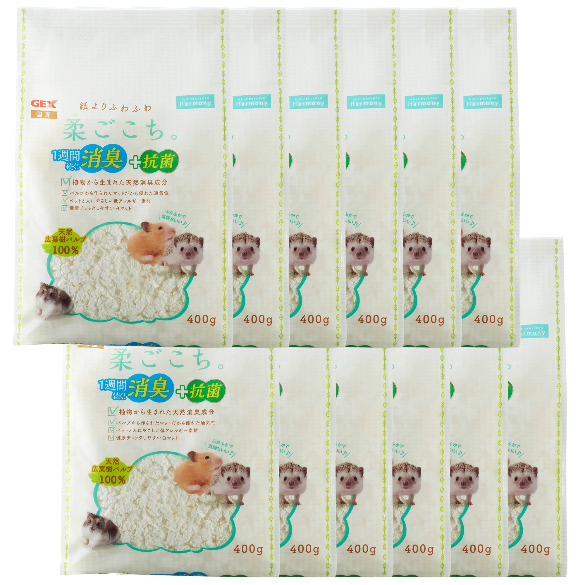ジェックス 柔ごこち ホワイトパルプマット 天然広葉樹パルプ100% 消臭+抗菌 床材 400g×12個セット