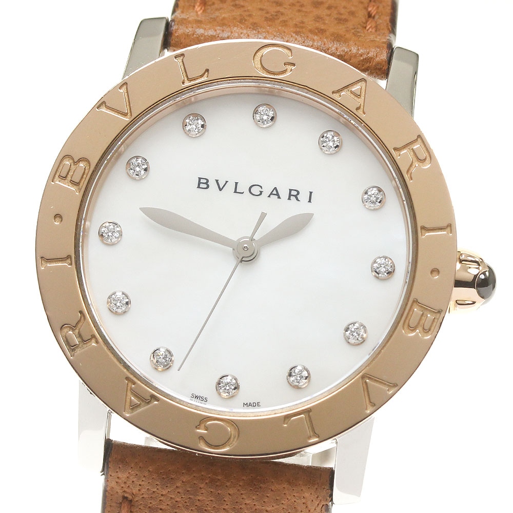 ブルガリ BVLGARI BBLP33SG ブルガリブルガリ K18YPGベゼル 12Pダイヤ 自動巻き ボーイズ 箱保証書付き_822889【中古】